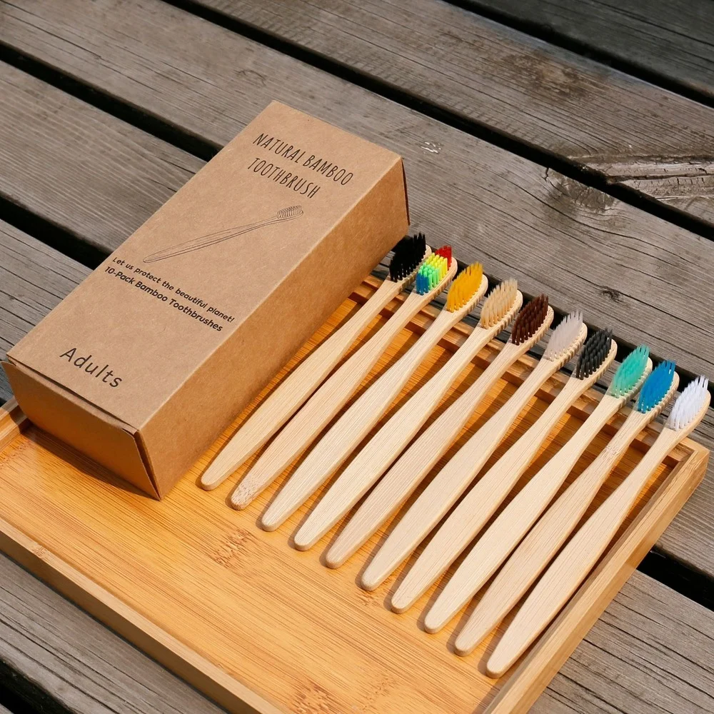 Bamboo Toothbrush - 10 pièces brosse à dents colorée