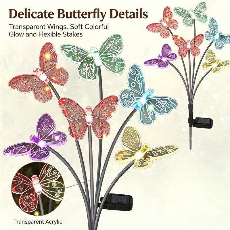 Solar Garden Light - Lampes solaires en forme de papillon,