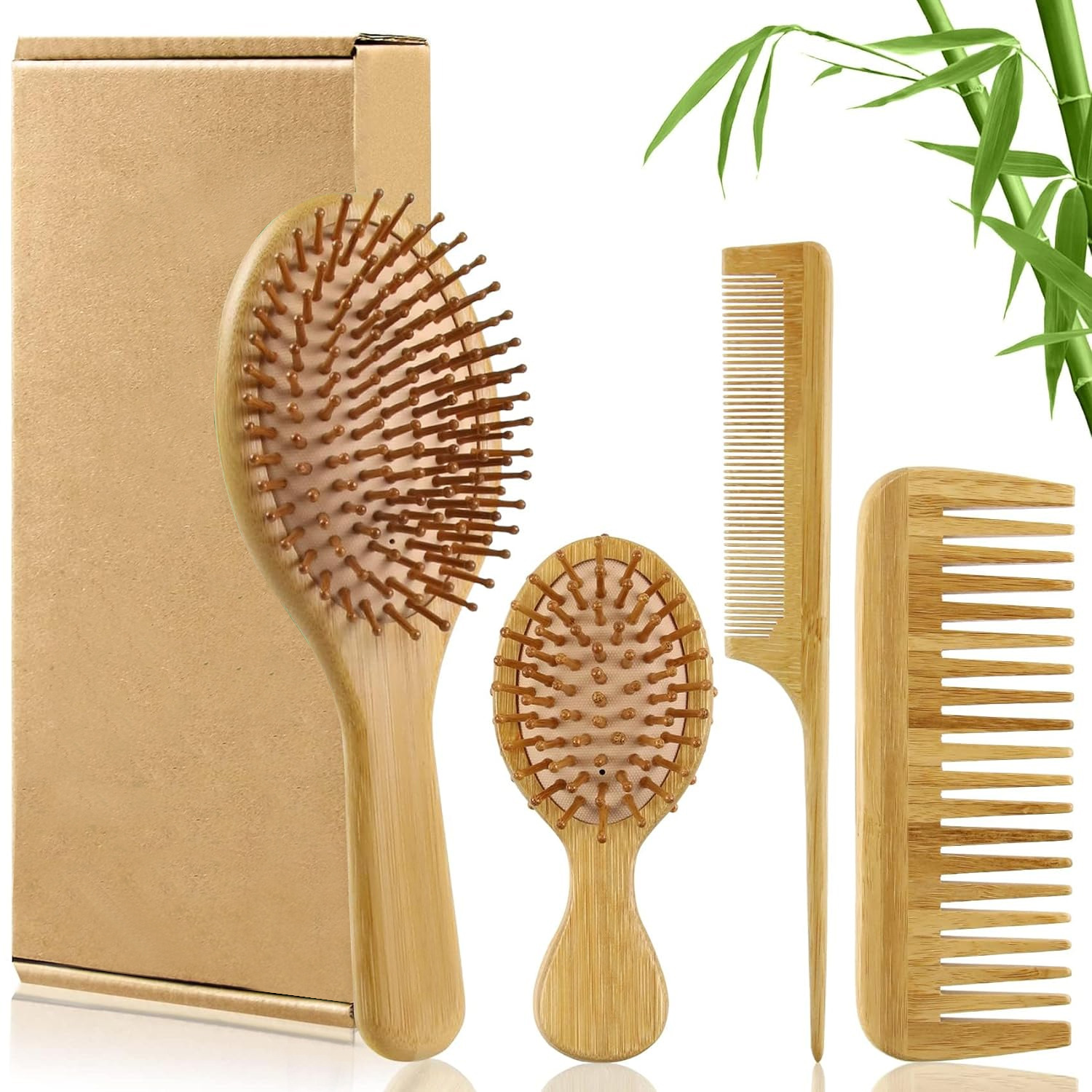 Bamboo Toothbrush - Ensemble de brosses à cheveux en