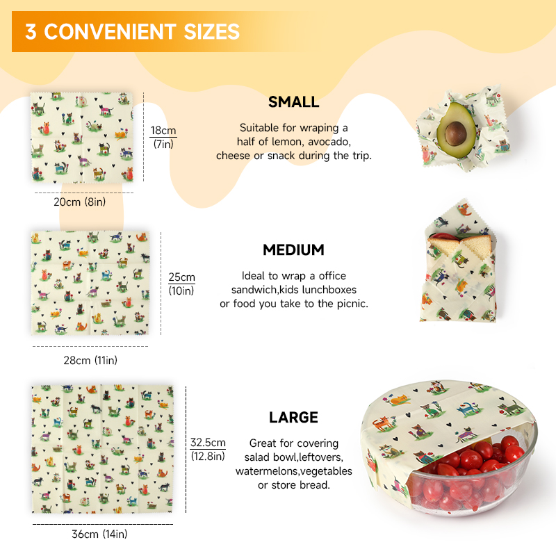 6 paquets (2S. 2M, 2L) Emballa - Beeswax Wrap avis et prix
